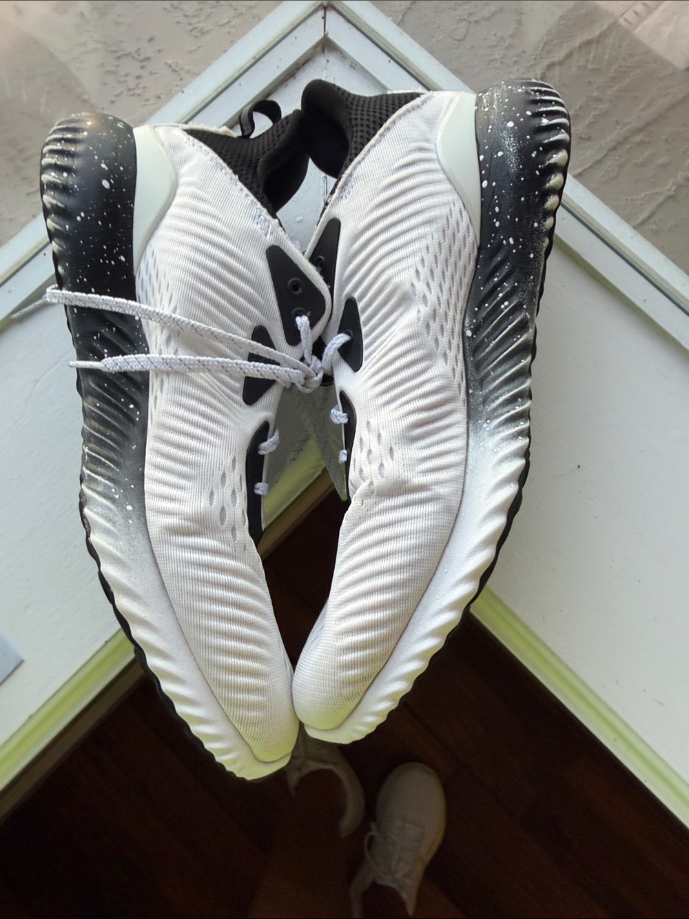 adidas Men’s Alphabounce White and Black Athletic Sneakers - Picture 12 of 13